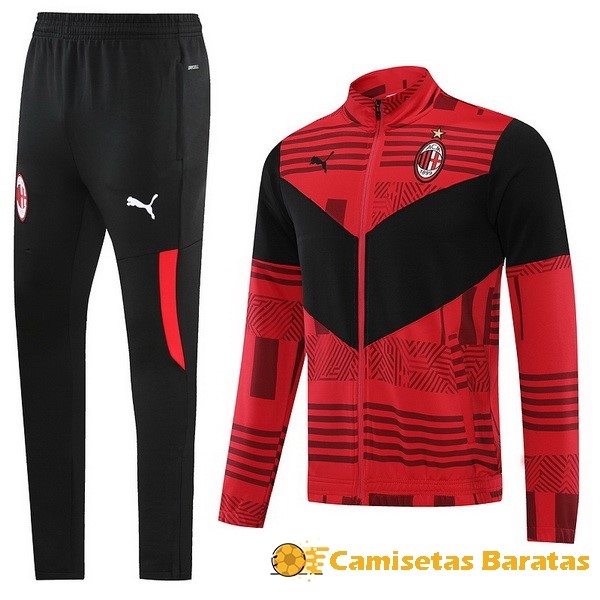 Chandal 55.00 AC Milan 2022 2023 Negro Rojo Futbol Originales