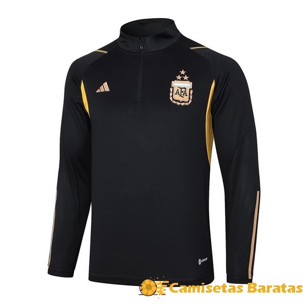 Sudadera Entrenamiento Argentina 2023 Negro Amarillo Futbol Originales