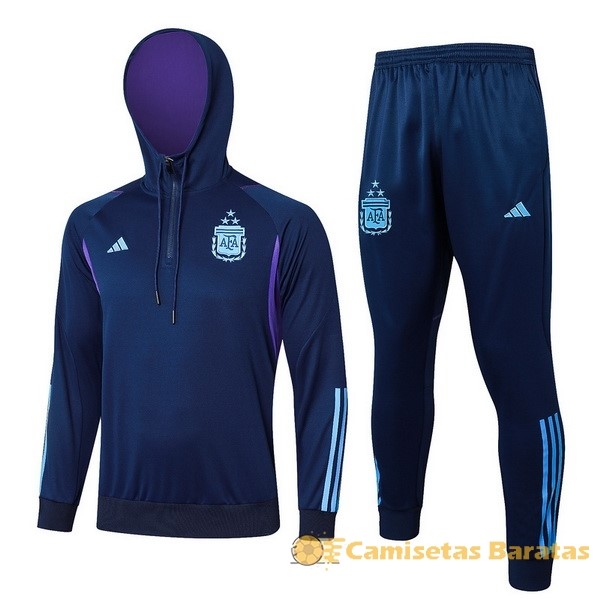 Conjunto Completo Chaqueta Con Capucha Argentina 2023 Azul Marino Futbol Originales