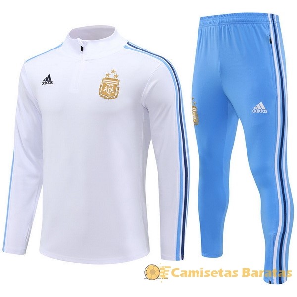 Conjunto Completo Sudadera Entrenamiento Argentina 2023 Blanco Azul Futbol Originales