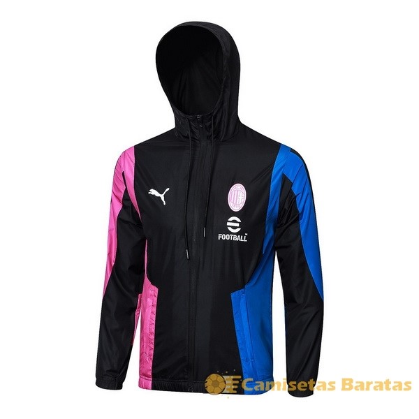 Rompevientos AC Milan 2023 2024 Negro Rosa Azul Futbol Originales