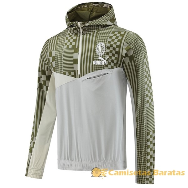 Rompevientos AC Milan 2023 2024 Verde Gris Futbol Originales