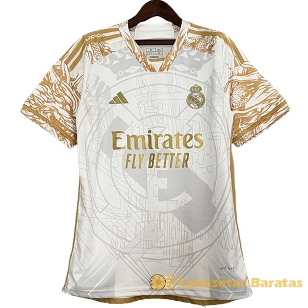 Tailandia Especial Camiseta Real Madrid 2023 2024 Amarillo Blanco Futbol Originales